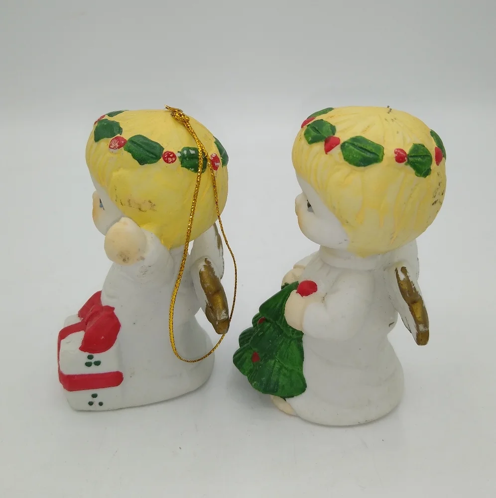 Jamestown China Christmas Cherubs Porcelain Angel Ornaments Set of 4 Vintage Box